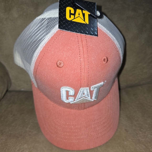 Orange Caterpillar CAT Equipment Trucker Twill Mesh Diesel Hat Cap Baseball NWT - Picture 1 of 8